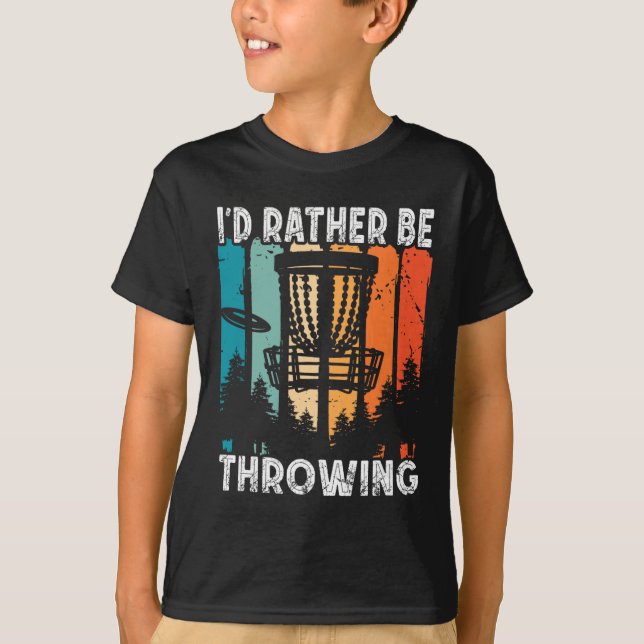 Retro Discgolf Frolf Flygande Jag Hellre Skulle Va T Shirt (Framsida)