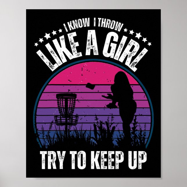 Retro Discgolfdesign För Kvinnor Flickor Disc Golf Poster (Framsidan)