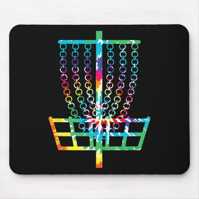 Retro Discgolfkorg Hippie Regnbåge Tie Dye Disc Musmatta (Framsidan)