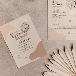 Retro Disco Bachelorette Helg Party Itinerary Inbjudningar