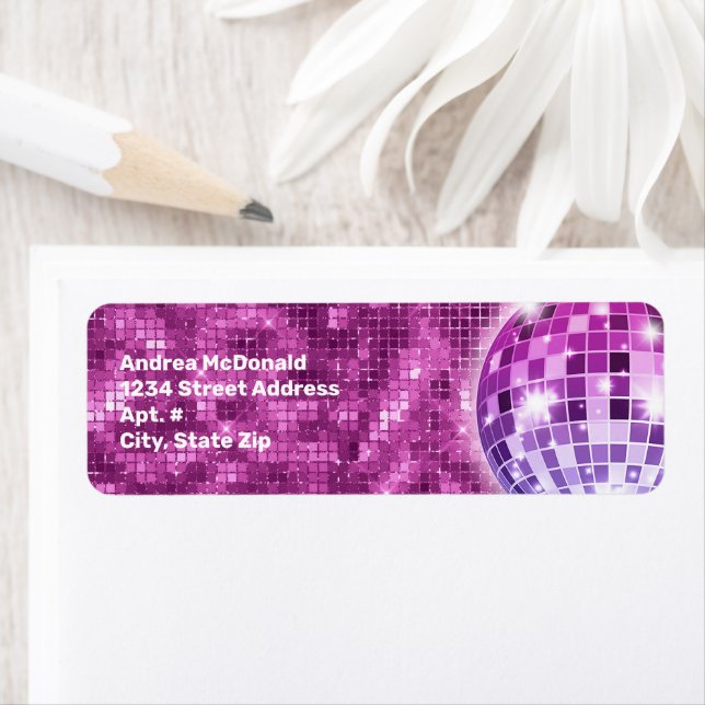 Retro Disco Bachelorette på 70 år Returadress Etikett (Insitu)