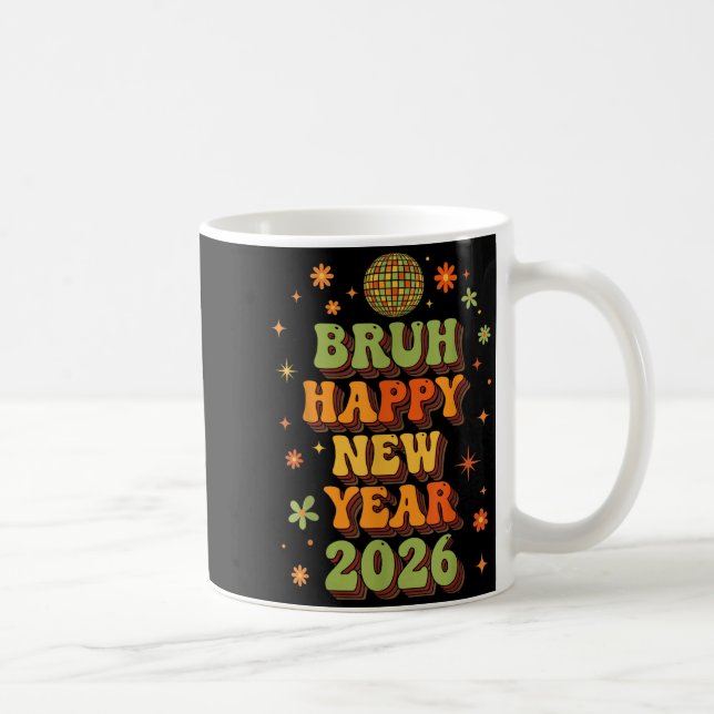 Retro Disco Ball Nye Shirt, Bruh Happy New Year 20 Kaffemugg (Höger)