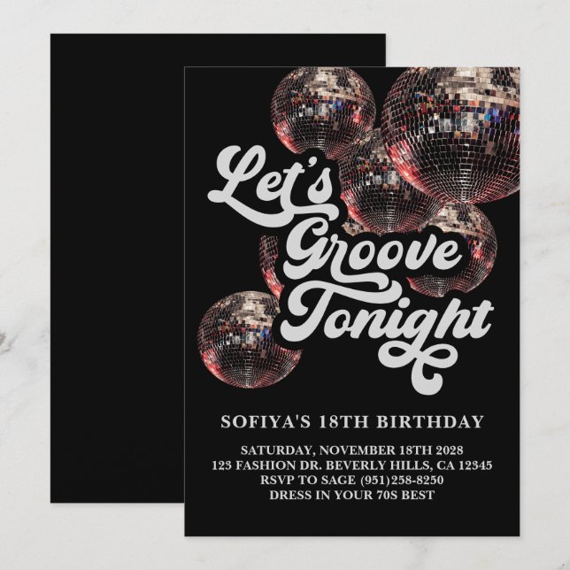 Retro Disco Boll 70-tals Groovy Festin Invitation Inbjudningar (Fram/baksida)