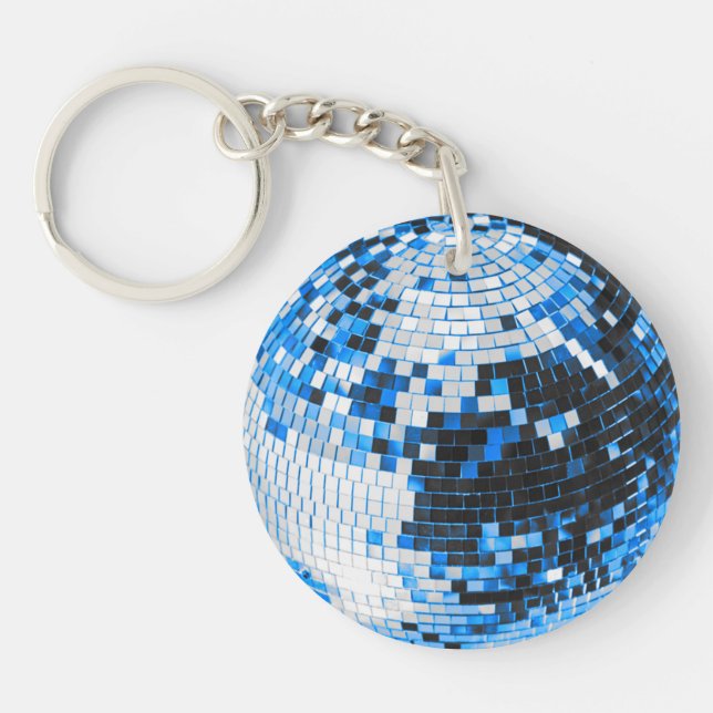Retro disco boll gnistra glitter blå födelsedag (Framsidan)