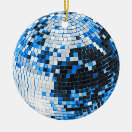 Retro disco boll gnistra glitter blå födelsedag julgransprydnad keramik