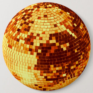 Retro disco boll gnistra glitter guld knapp