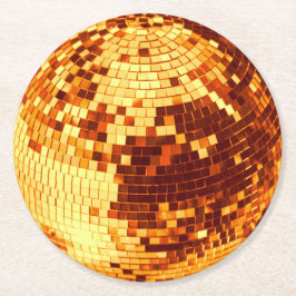 Retro disco boll gnistra glitter guld underlägg papper rund
