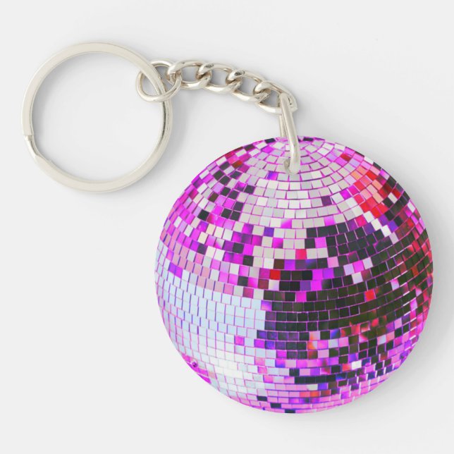 Retro disco boll gnistra glitter rosa födelsedag (Framsidan)