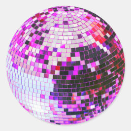 Retro disco boll gnistra glitter rosa födelsedag runt klistermärke