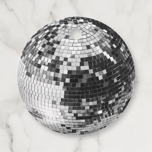 Retro disco boll gnistra glitter silver gåvor etiketter (Framsida)