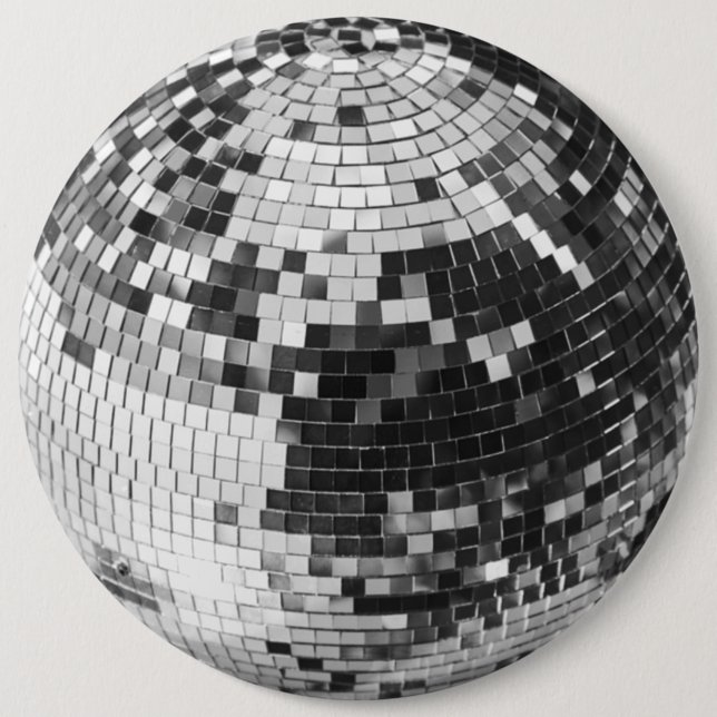 Retro disco boll gnistra glitter silver knapp (Framsida)