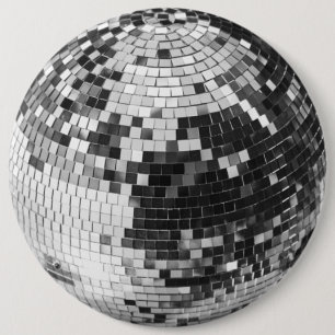 Retro disco boll gnistra glitter silver knapp