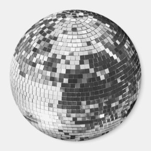 Retro disco boll gnistra glitter silver magnet