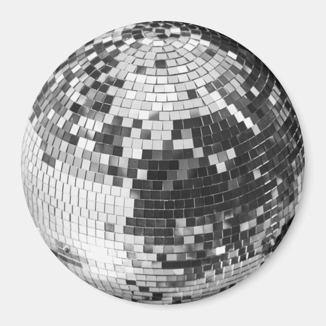 Retro disco boll gnistra glitter silver magnet (Framsidan)