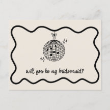 Retro Disco Boll Handwrite Bridesmaid Frieri