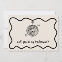 Retro Disco Boll Handwrite Bridesmaid Frieri