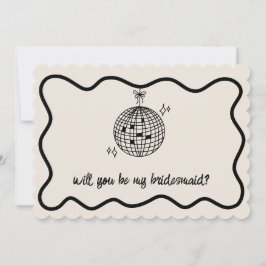 Retro Disco Boll Handwrite Bridesmaid Frieri Inbjudningar