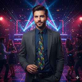 Retro Disco Boll HoloGraph Neck Tie Slips