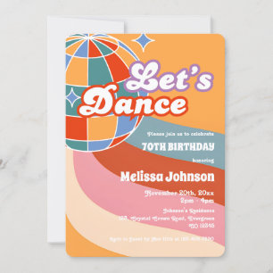 Retro Disco Boll Låt oss Dance Birthday Inbjudningar
