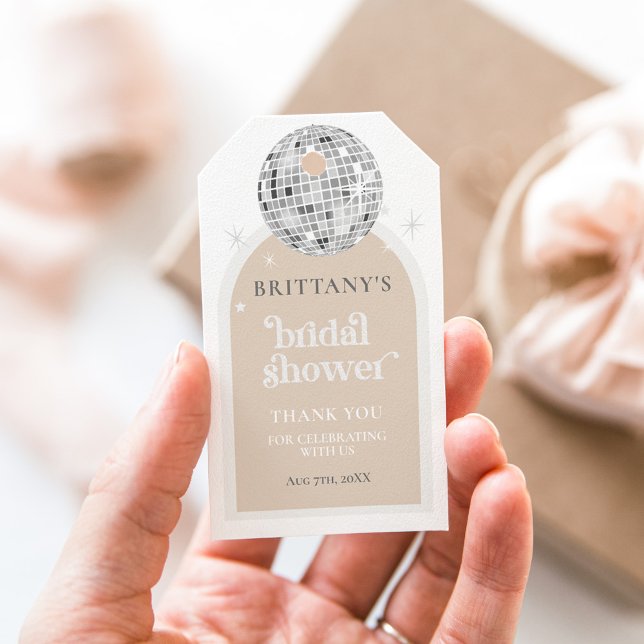 Retro Disco Boll Möhippa Presentetikett (Retro Disco Ball Bridal Shower Gift Tags)