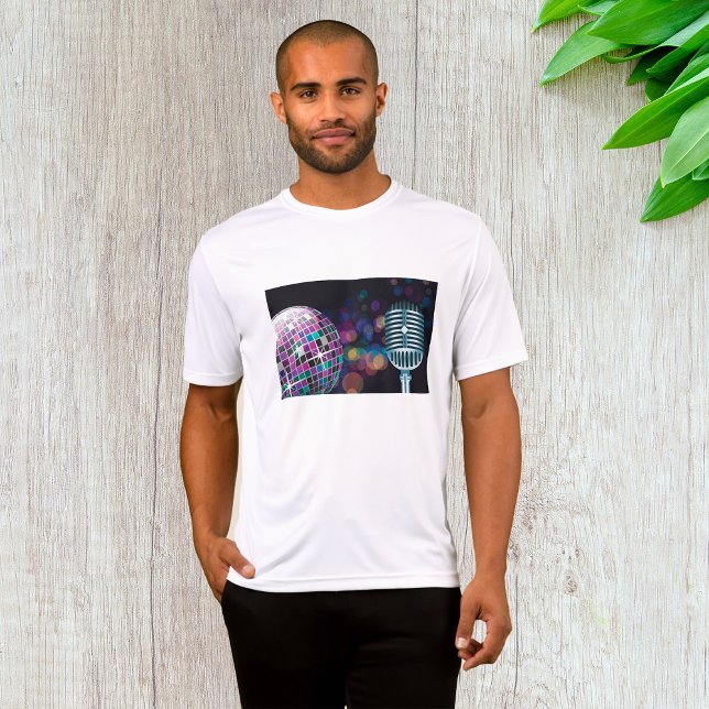 Retro Disco Boll och Vintage Mikrofon T Shirt (Skapare uppladdad)