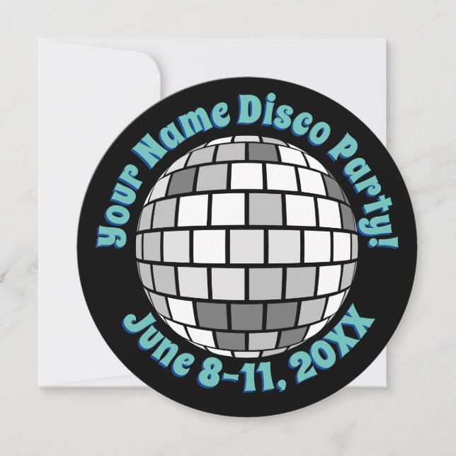 Retro Disco Boll PERSONALISERAD Inbjudningar (Framsida)