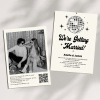 Retro Disco Boll Svart Vitt QR-kod Bröllop