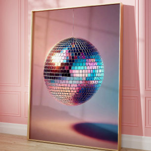Retro Disco Boll Wall Art, Aesthetic 70 s Poster