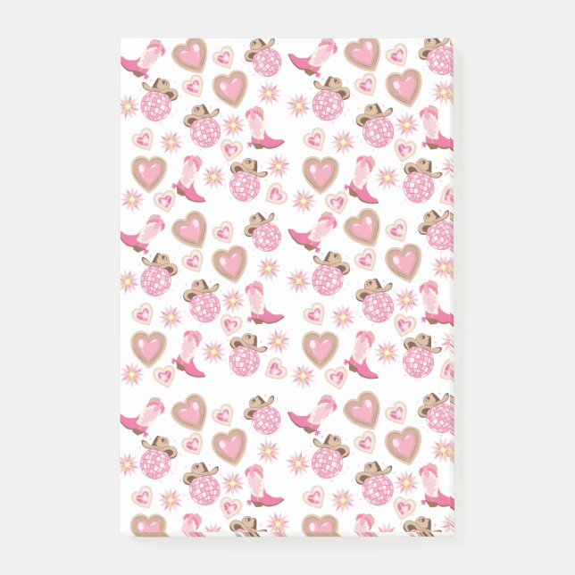 Retro Disco Cowgirl Sticky Notes Post-it Block (Framsida)