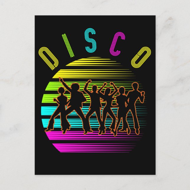 Retro Disco Dancing Funky Music Vykort (Framsida)
