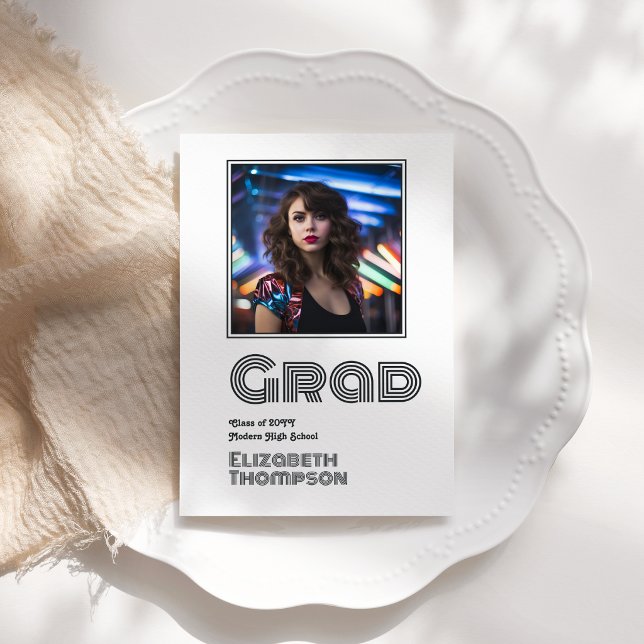 Retro Disco Examenfoto Meddelande (Retro Disco Graduation Photo Announcement)
