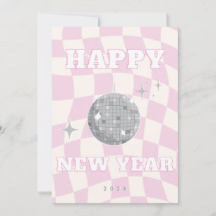 RETRO DISCO GOTT NYTT ÅR Fotofamiljekort Inbjudningar