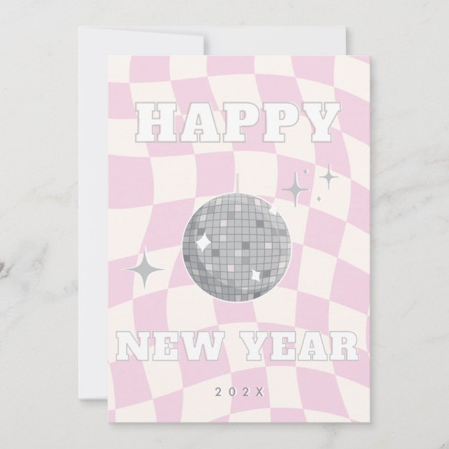 RETRO DISCO GOTT NYTT ÅR | Fotofamiljekort Inbjudningar (Framsida)