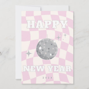 RETRO DISCO GOTT NYTT ÅR Fotofamiljekort Inbjudningar