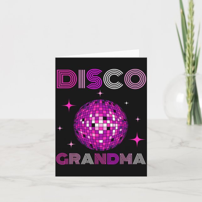 Retro Disco Grandma 70s 80s Dance Party Mirror Bal Kort (Framsida)