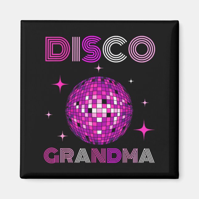 Retro Disco Grandma 70s 80s Dance Party Mirror Bal Magnet (Framsidan)