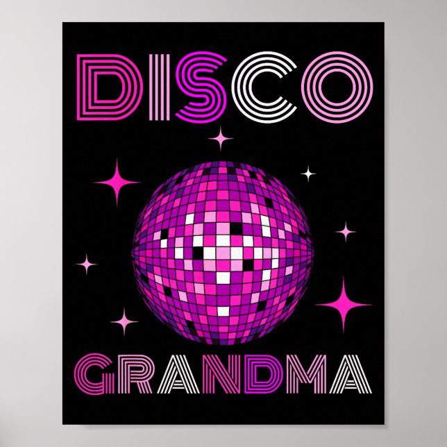 Retro Disco Grandma 70s 80s Dance Party Mirror Bal Poster (Framsidan)