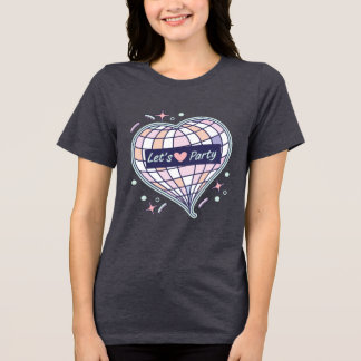 Retro Disco Hjärta Let's Party Estetisk T-Shirt