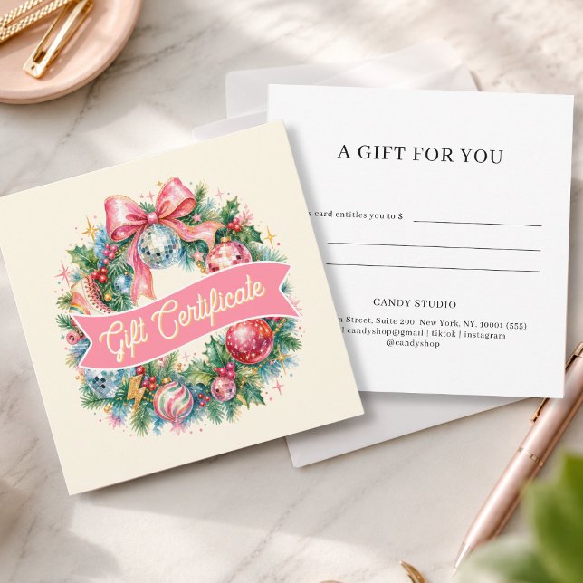 Retro Disco Julkrans Presentgift (Retro Disco Christmas Wreath Beige Gift Certificate)