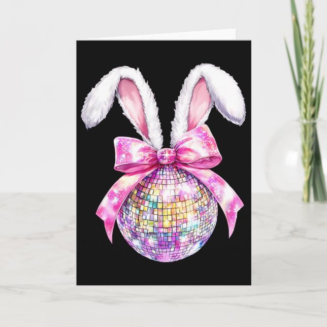 Retro Disco Ll Kanin Coquette Bow Påskdag Flickor Kort (Framsida)
