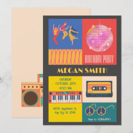 Retro Disco Music party födelsedag Inbjudningar