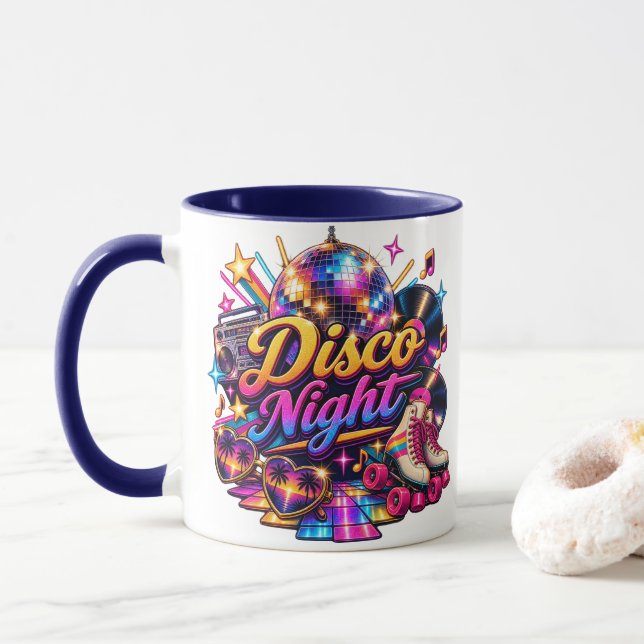 Retro Disco Natt Tvåsidig Mugg  (Med munk)
