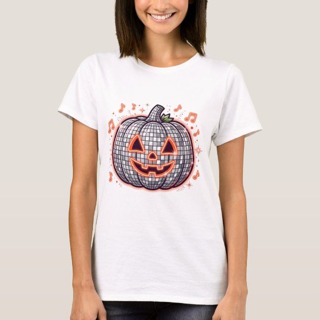 Retro Disco Pumpa Dam Halloween T-Shirt (Framsida)