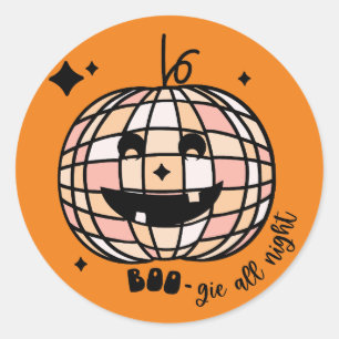 Retro Disco Pumpkin Halloween Sticker Runt Klistermärke