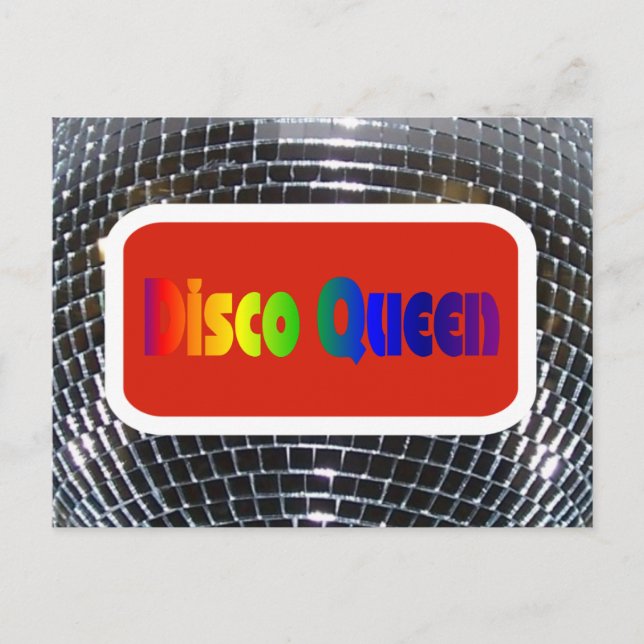 Retro Disco Queen Shiny Spegel Disco Boll Vykort (Framsida)