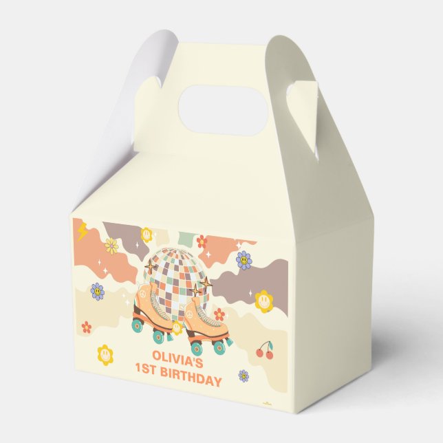 Retro Disco Roller Skate 1:a födelsedagen Presentaskar (Framsidan Sidan)