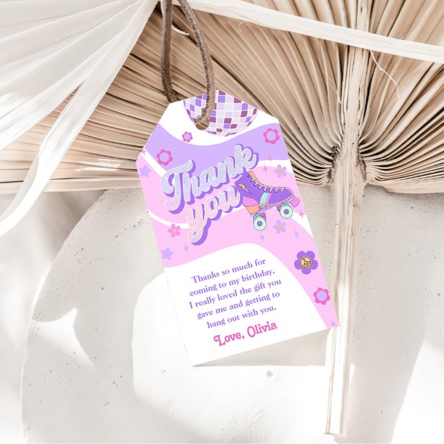 Retro Disco Roller Skate 1:a födelsedagen Presentetikett (Skapare uppladdad)