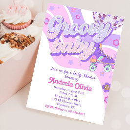 Retro Disco Roller Skate Baby Shower Party Inbjudningar