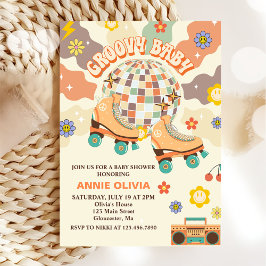 Retro Disco Roller Skate Baby Shower Party Inbjudningar