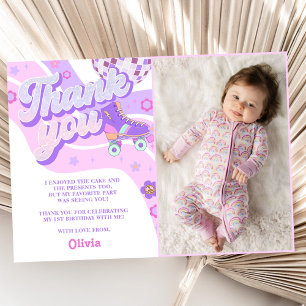 Retro Disco Roller Skate Birthday Photo Tack Kort